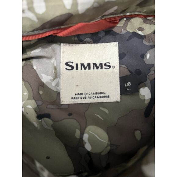 Simms Men's Fishing Veil Camo Button Front Shirt Size Large Green - Picture 2 of 7